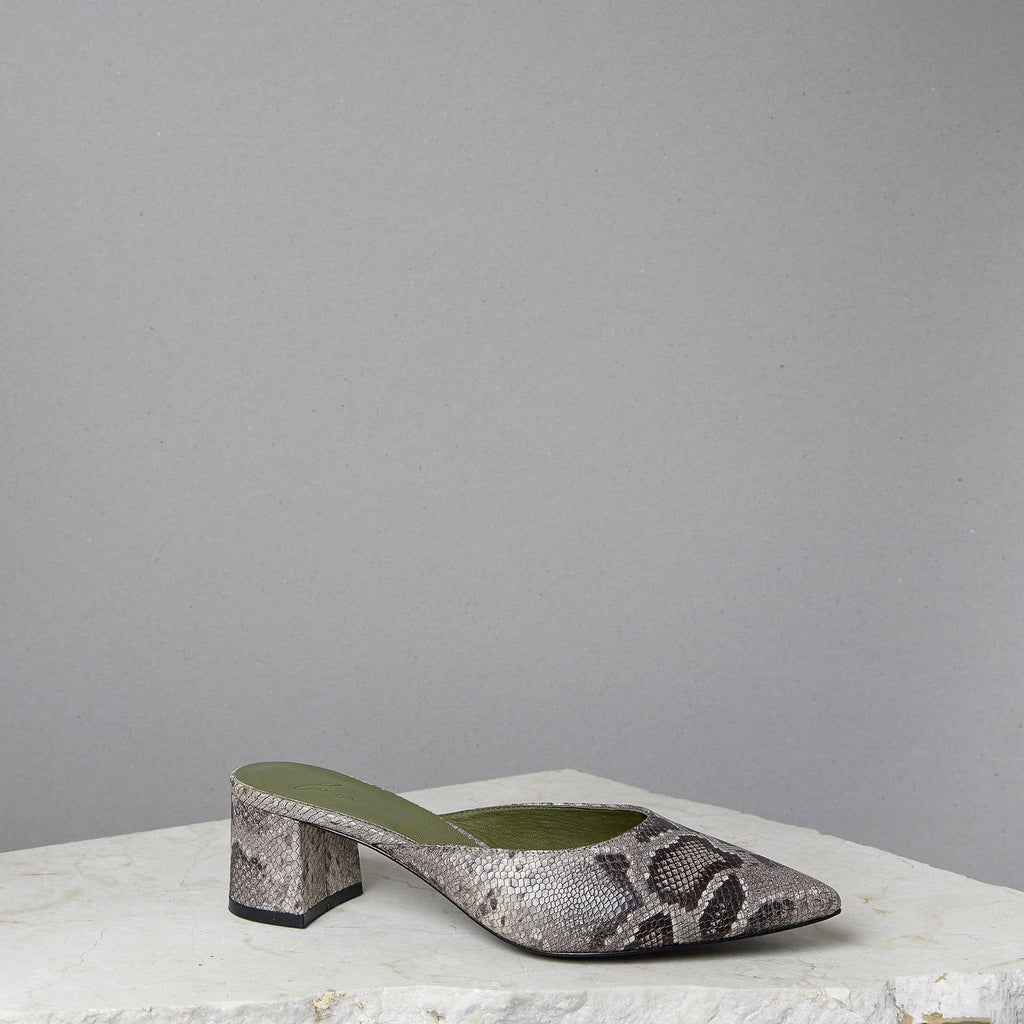 Lou Luxury Footwear: Bardot Mule - Women's Python Leather Mules, Handmade in LA